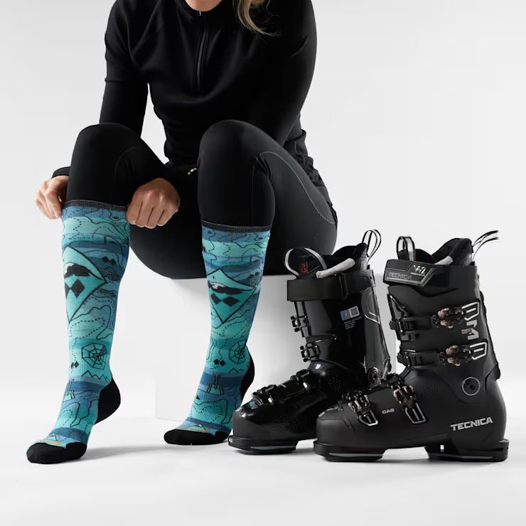 Women's Ski Topo Treasures Print Over The Calf Socks - Image 2