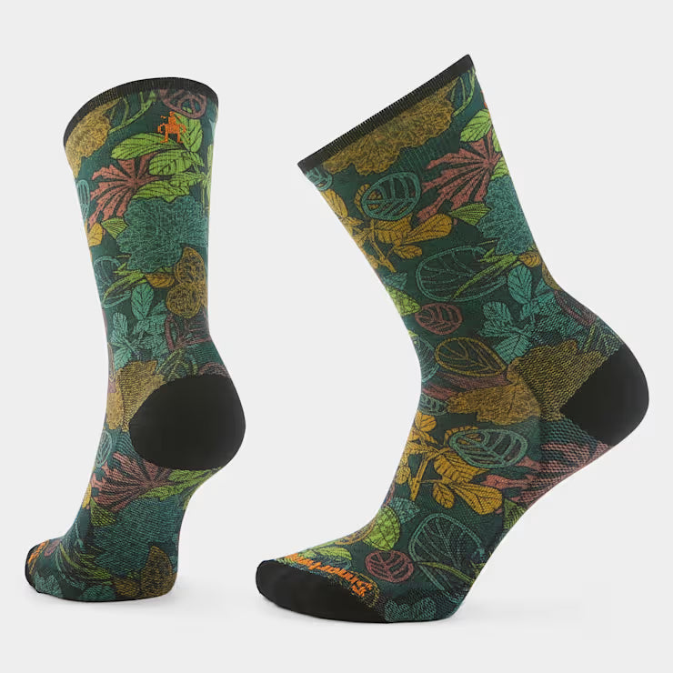 Bike Aloha Forest Print Crew Socks