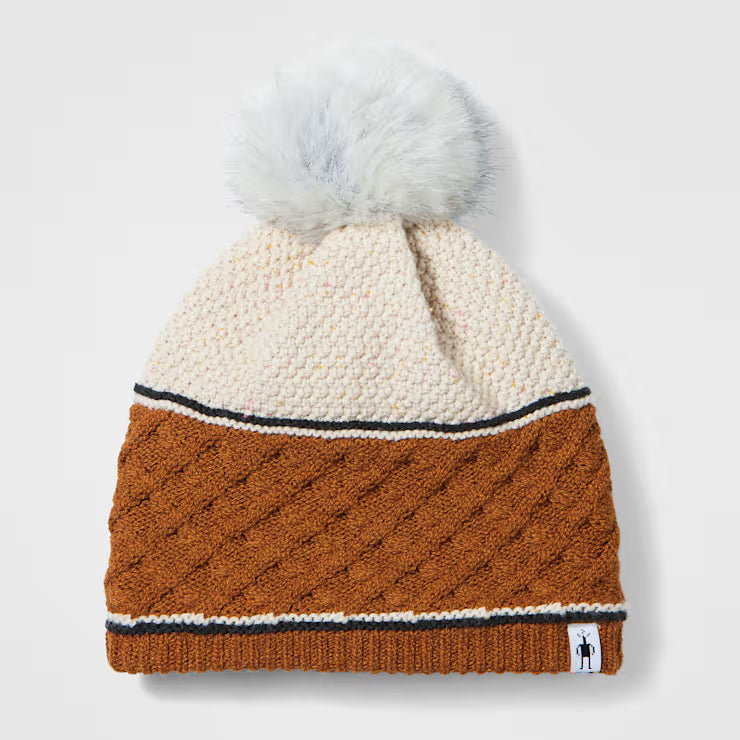 Cable Knit Colorblock Pom Beanie - Image 2