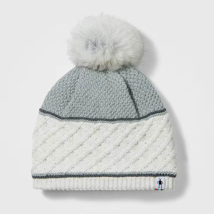 Cable Knit Colorblock Pom Beanie - Image 2