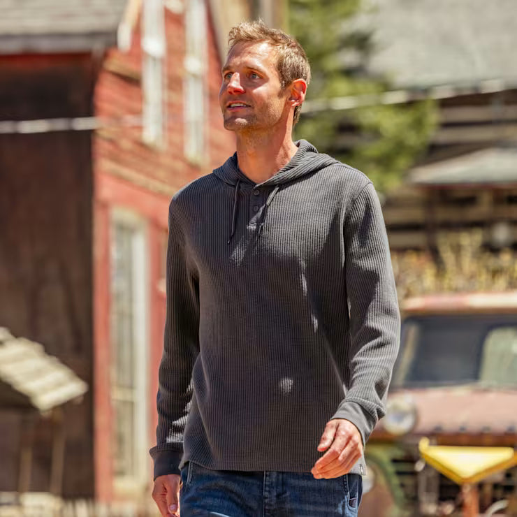 Men's Waffle Henley Hoodie - Image 4